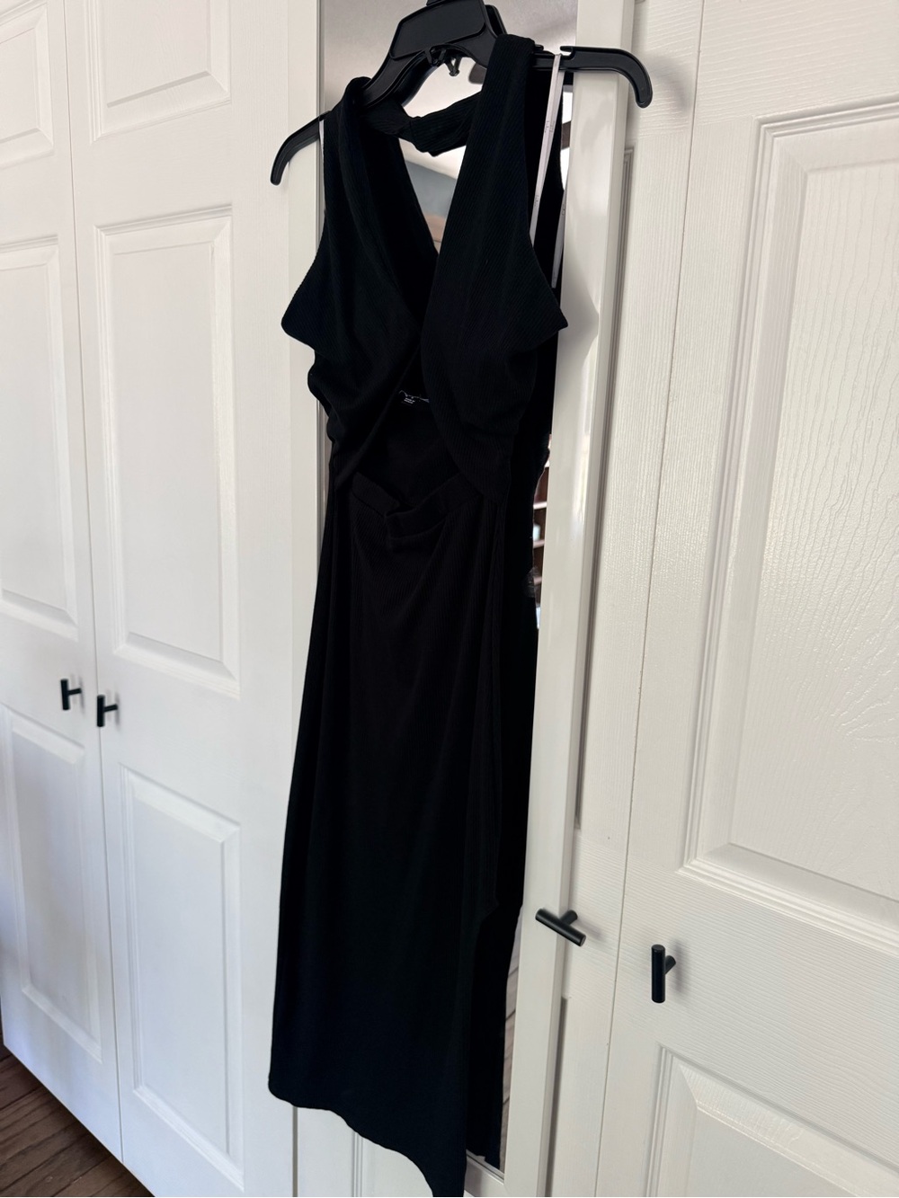 Lulu's Black One-Shoulder Midi Slip Dress